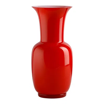 Pre-owned Venini 21st Century Opalino Small Glass Vase In Red By