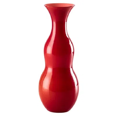 Pre-owned Venini 21st Century Pigmenti Large Blown Opal Glass Vase In Red By