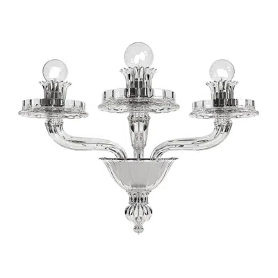Pre-owned Venini 21st Century Porpora 3-light Wall Sconce In Crystal By  In Transparent