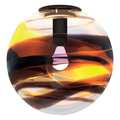 Pre-owned Venini 21st Century Rotondo Large Pendant Light In Black/crystal By Peter Marino In Sand