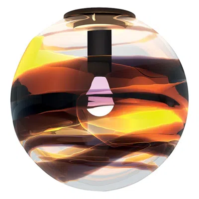 Pre-owned Venini 21st Century Rotondo Small Pendant Light In Black / Crystal By Peter Marino
