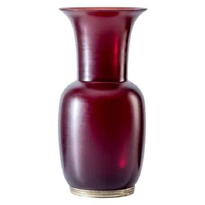 Pre-owned Venini 21st Century Satin Large Glass Vase In Blood Red/crystal By  In Brown