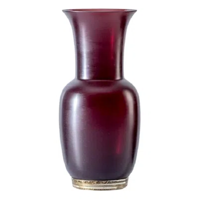 Pre-owned Venini 21st Century Satin Small Glass Vase In Blood Red/crystal Rio By  In Black