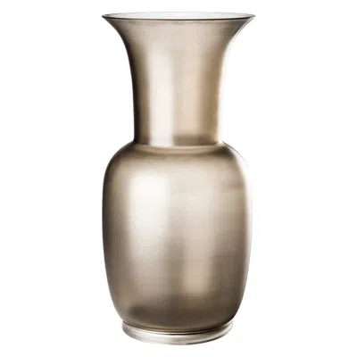 Pre-owned Venini 21st Century Satin Small Glass Vase In Grey/crystal By  In Sand