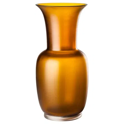 Pre-owned Venini 21st Century Satin Small Glass Vase In Tea/crystal By  In Brown