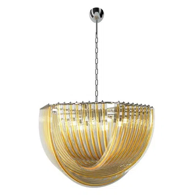 Pre-owned Venini 21st Century Triedri Large Chandeliers In Amber Yellow/crystal By  In Brown