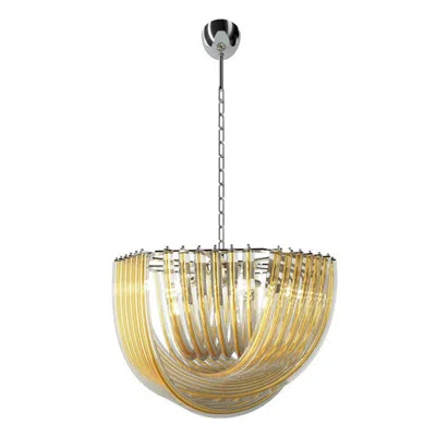 Pre-owned Venini 21st Century Triedri Medium Chandeliers In Amber Yellow/crystal By  In Brown