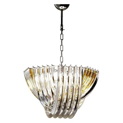 Pre-owned Venini 21st Century Triedri Small Chandeliers In Amber Yellow / Crystal By