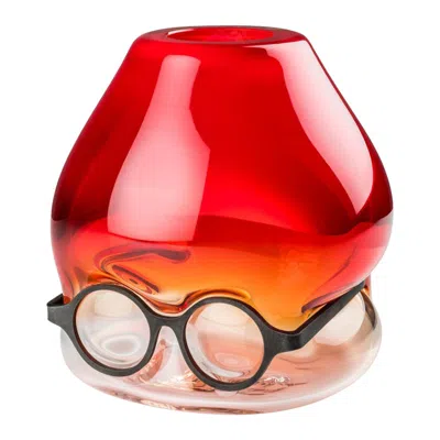 Pre-owned Venini 21st Century Where Are My Glasses, Under Vase In Crystal Red By Ron Arad