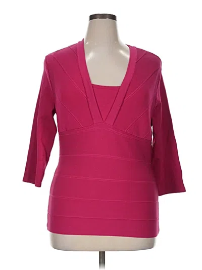 Pre-owned Venini 3/4 Sleeve Top Pink Plunge Neckline Tops