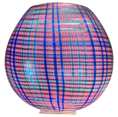 Pre-owned Venini Alessandro Diaz De Santillana Murano Glass Vase , Signed 91 " Scozzesi" In Purple