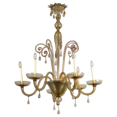 Pre-owned Venini Amazing Amber Hand Blown Glass Chandelier By  Circa 1950' In Brown