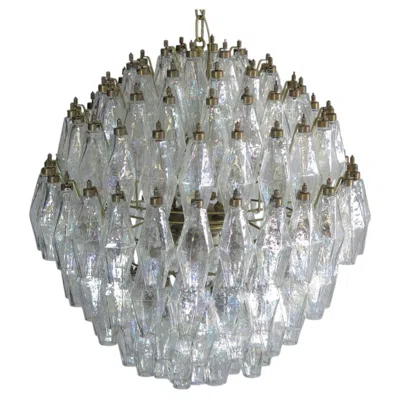 Pre-owned Venini Amazing Spherical Murano Poliedri Candelier, 140 Iridescent Poliedri In Transparent