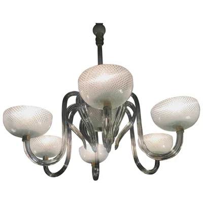 Pre-owned Venini Amazing  "reticello" Chandelier, Murano, 1940 In Clear