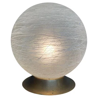 Pre-owned Venini An Italian 1970s  Murano Glass Swirl Ball Lamp On Brass Base In Transparent