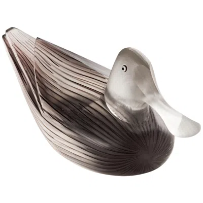 Pre-owned Venini Anatre Glass Duck Sculpture In Black & Crystal By Toni Zuccheri