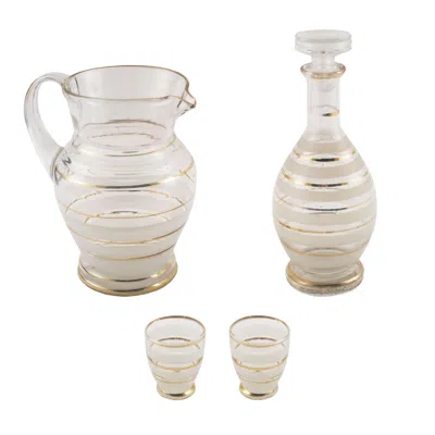 Pre-owned Venini Art Deco Murano Glass Set,  Attributable, Decorations Carlo Scarpa Style In Sand