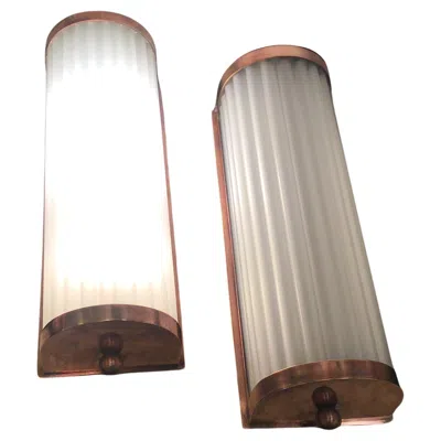 Pre-owned Venini Art Deco ‘sconces Murano Glass Rame Smaltato 1930 Italy In Sand