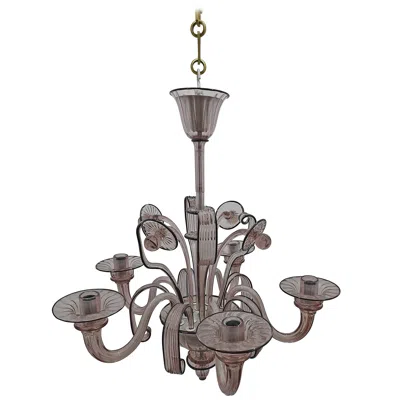 Pre-owned Venini Art Deco Style Chandelier Attributed To  Murano Glass, Itlay, Circa 1940 In Transparent