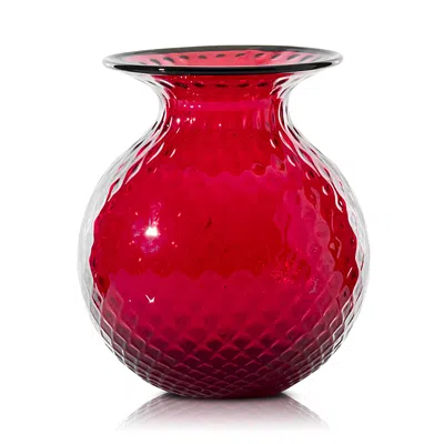 Venini Balloton Fiori Medium Vase In Red