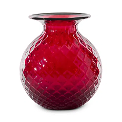 Venini Balloton Fiori Vase 16 Oz. In Red