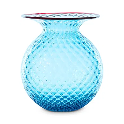 Venini Balloton Fiori Vase 28 Oz. In Aquamarine
