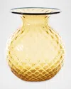 Venini Balloton Fiori Vase, 6.5" In Amber W/ Horizon Thread