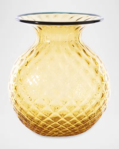 Venini Balloton Fiori Vase, 6.5" In Amber W/ Horizon Thread