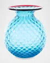 Venini Monofiori Glass Vase In Aquamarine / Red Thread