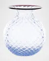 Venini Balloton Fiori Vase, 6.5" In Blue / Red Thread