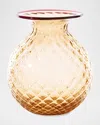 Venini Balloton Fiori Vase, 6.5" In Peach W/ Red Thread