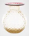Venini Balloton Fiori Vase, 6.5" In Straw-yellow W/ Red Thread