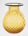 Venini Balloton Fiori Vase In Amber W/ Horizon Thread