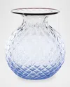 Venini Balloton Fiori Vase In Blue / Red Thread