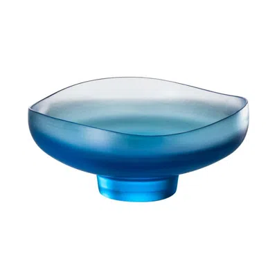 Pre-owned Venini Battuti/canoe Bowl In Aquamarine Glass In Blue