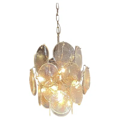 Pre-owned Venini Beautiful Vintage Iridescent Italian Murano Chandelier, 24 Disks In Sand
