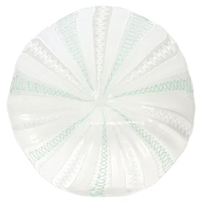 Pre-owned Venini Bianconi Teal And White Zanfirico Lattimo Dish Or Low Bowl