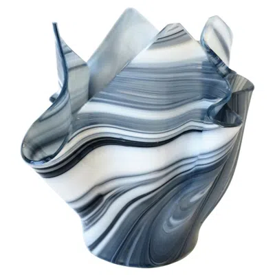 Pre-owned Venini Black And White Art Glass Vase In The  Style