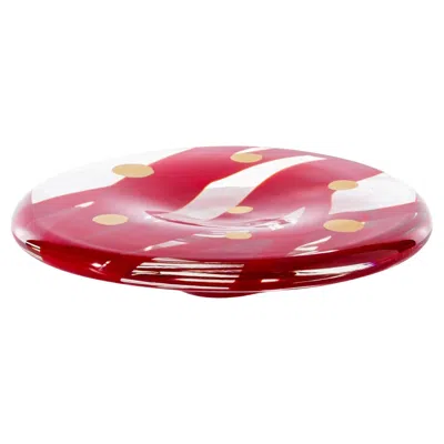 Pre-owned Venini Black Belt Plate 699.71 Red Murano Glass Plate Peter Marino - Damiani