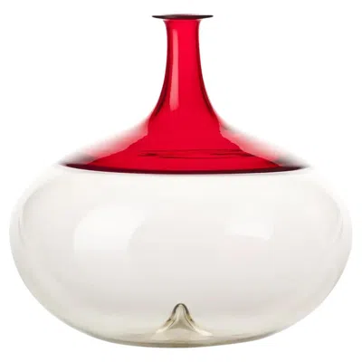 Pre-owned Venini Bolle 502.01 Glass Vase, Pagliesco & Red - Design Tapio Wirkkala