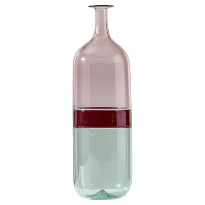 Pre-owned Venini Bolle 503.00 Glass Vase, Pink, Green & Red - Tapio Wirkkala - Damiani