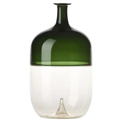 Pre-owned Venini Bolle 503.02 Glass Vase, Apple Green & Pagliesco - Design Tapio Wirkkala