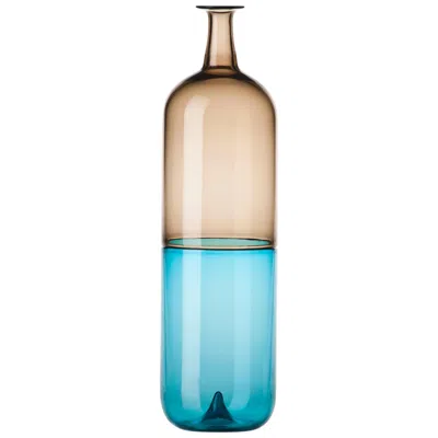 Pre-owned Venini Bolle Tall Glass Vase In Grey And Blue-green By Tapio Wirkkala In Gray