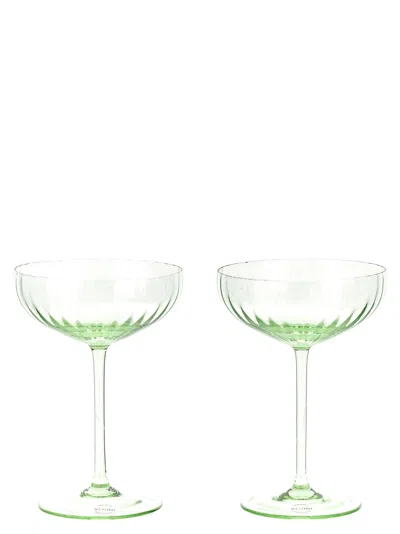Venini Bollicine Glasses And Bottles Green In Transparent