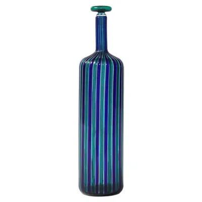 Pre-owned Venini Cane Stopper Bottle By Paolo  In Blue
