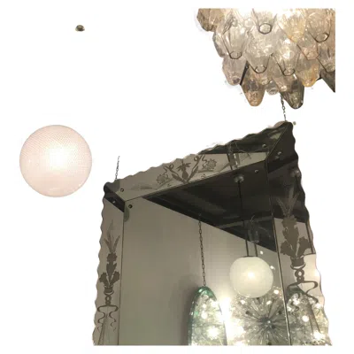 Pre-owned Venini Carlo Scarpa Chandelier Murano Glass Metal Crome 1930 Italy In Transparent