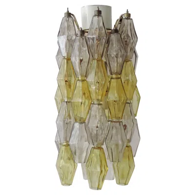 Pre-owned Venini Carlo Scarpa Poliedri Ceiling Lamp For  In Yellow And Grey, Italy 1950s