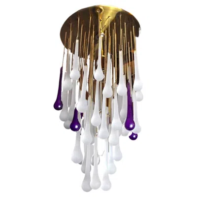 Pre-owned Venini Cascading Ceiling Lamp By , Murano Crystals, Two-tone Italy, 1960 In Transparent