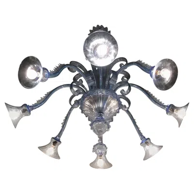 Pre-owned Venini Chandelier 8 Lights Murano Glass, 1940, Italy In Transparent