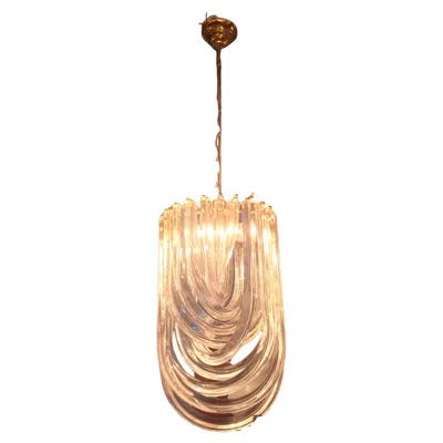 Pre-owned Venini Chandelier Murano Glass Brass 1970 Italy In Sand